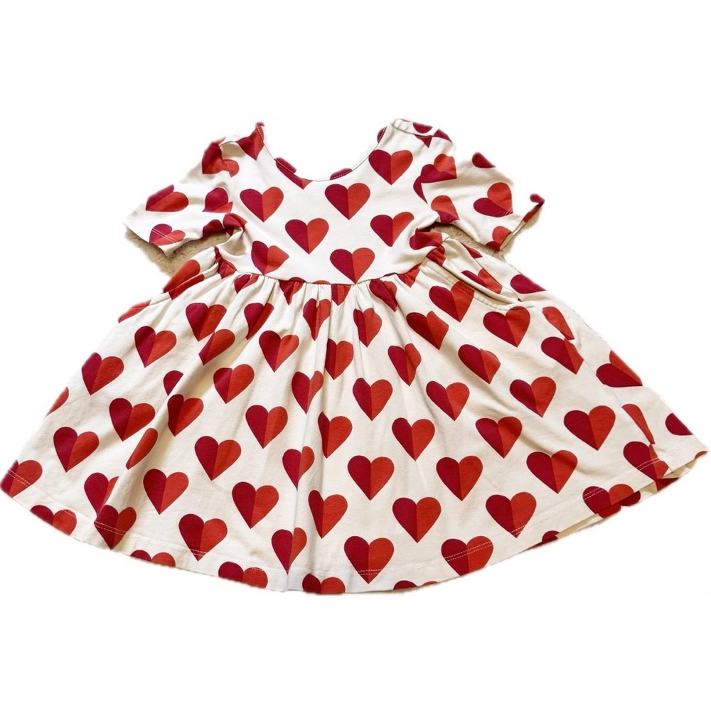 Hanna Andersson Cream Dress with Red Heart Print